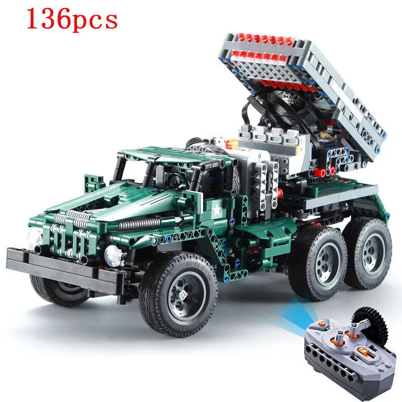

New 1369PCS RC Rocket Launcher Truck Car Building Blocks Military Technic Power Funcation Bricks Toys for Kids