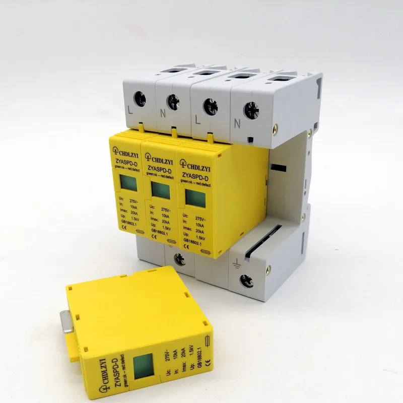 Сглаживатель перепадов напряжения постоянного тока 275v 4 P 10~ 20KA всплеск Schutz Gerät Ableiter Niedrigen Spannung Хаус переменного тока 3-полюсный Стабилизатор напряжения 1 P+ N blitzschutz