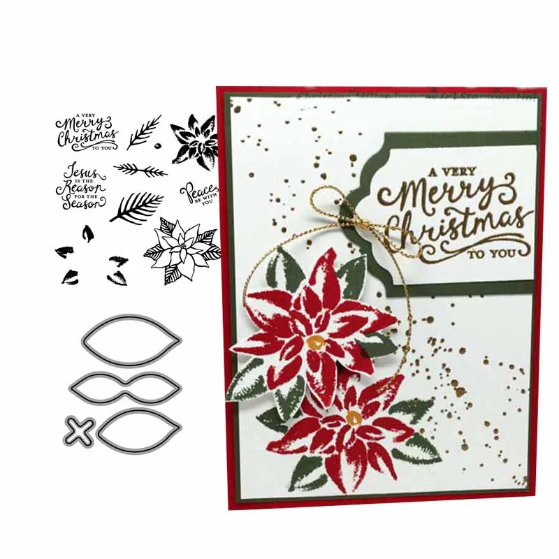 

Rubber Stamps and Metal Cutting Dies Flower Christmas Scrapbooking Craft Stencil Card Make Album Sheet Model Decoration Die Cut