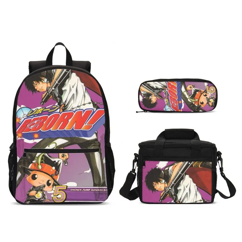 HITMAN REBORN Children 3 шт./компл. школьные ранцы для мальчиков Дети Аниме Печать школьный