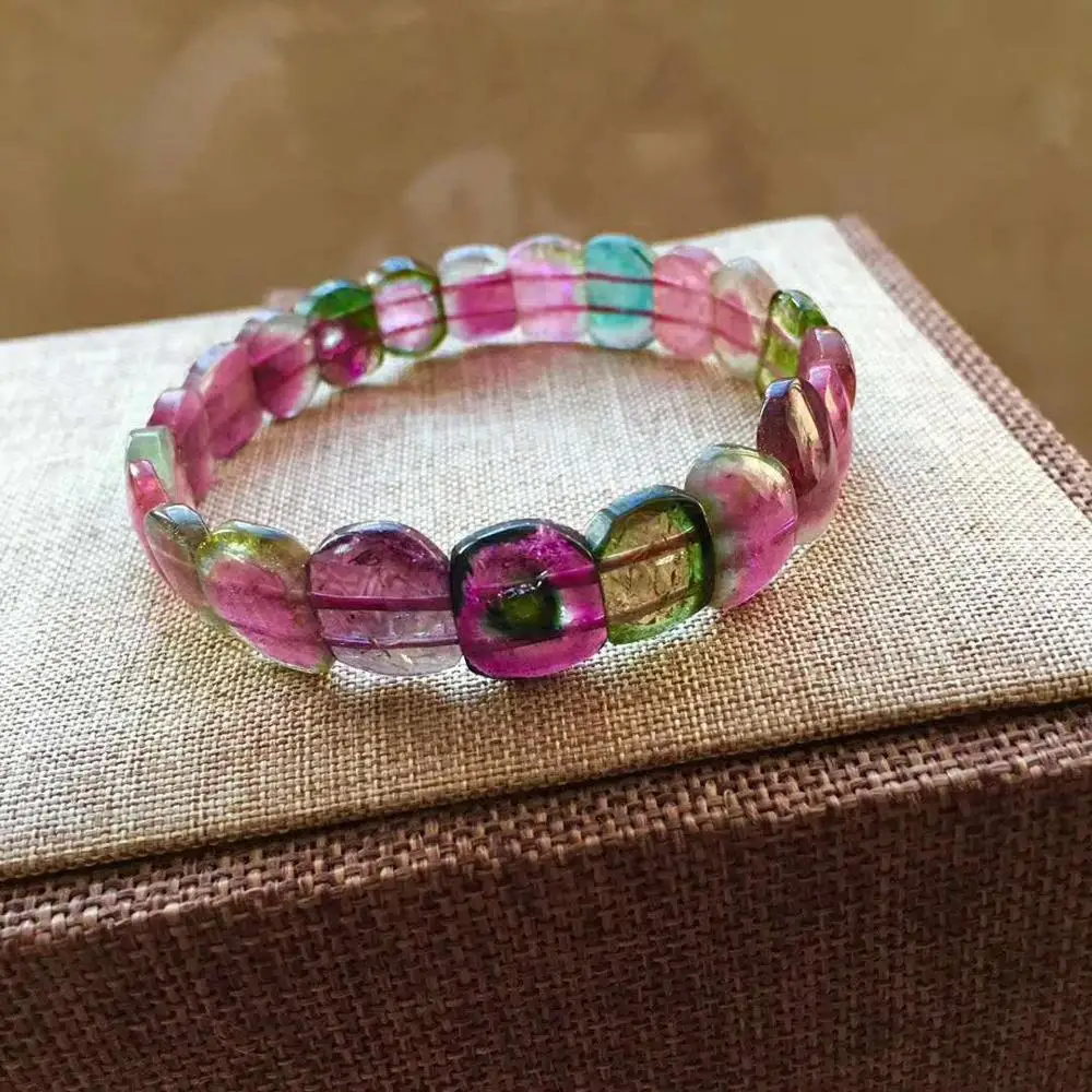 

Natural Watermalon Tourmaline Red Green Clear Crystal Iregular Beads Bracelet 11x9mm Stretch Women Jewelry Certificate AAAAA