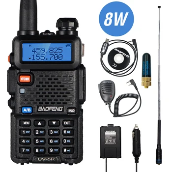 

Real 8W Baofeng UV-5R Walkie Talkie UV 5R Dual Band Walkie FM Transceiver UV5R Amateur Ham CB Radio Station Hunting Transmitter