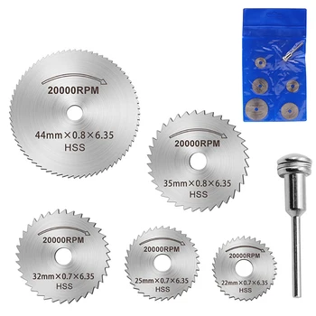

6pcs/Set Portable HSS Mini Saw Blade Circular Cutting Disc Power Tools Accessories Wood Metal Cutting Blade For Dremel