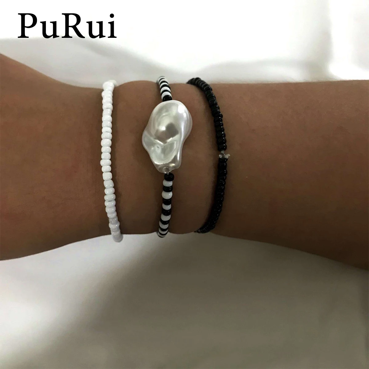 

PuRui 3pcs Bohemian Beads Bracelet Set Imitation Pearl Charm Bracelets for Women Wrap Bracelets Bangles Fashion Jewelry Female