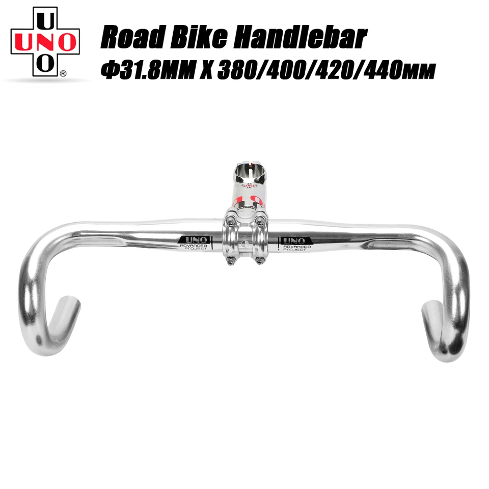 UNO – guidon de vélo de course ultraléger plié en aluminium 7050, guidon de vélo de route 31.8x380/400/420/440mm  18
