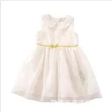 Платье-пачка с бантом и цветочным узором для девочек; Летнее белое элегантное платье с отложным воротником для маленьких девочек;