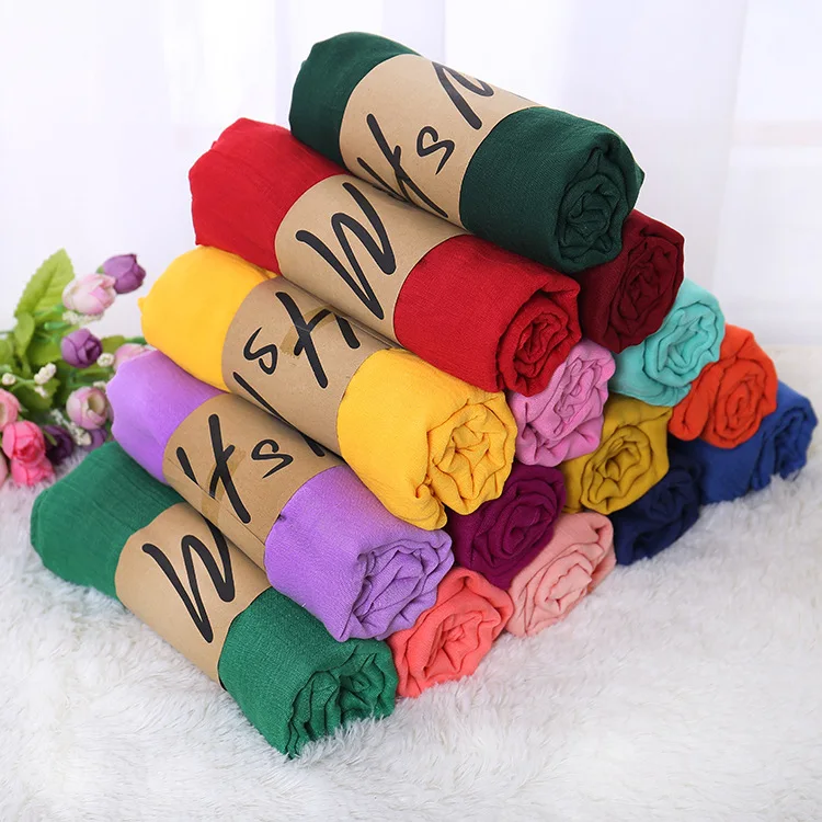 50 X 180cm Cotton and Linen Women Hijabs Ladies Simple Solid Long Shawl Head Scarf Female Daily Wrap Hijab Plain Muslim Scarfs