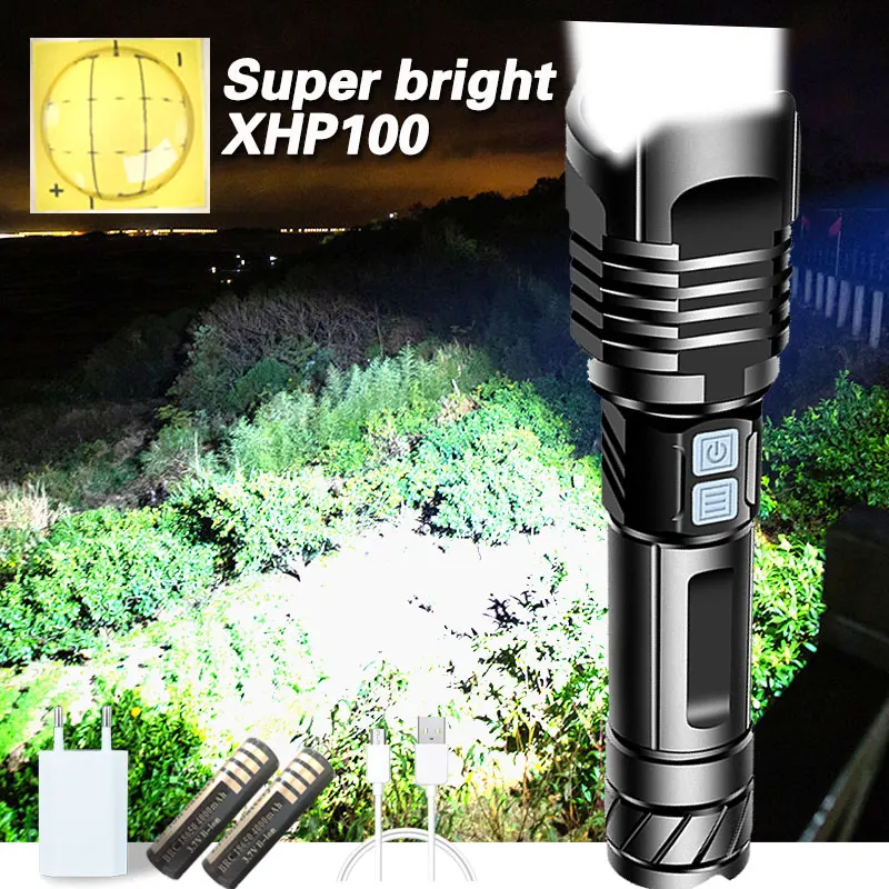 Супер яркий XHP100 Мощный светодиодный флэш-светильник фонарь Xhp90 тактический Usb