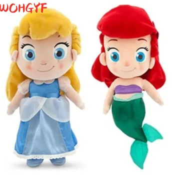 

New Toddler Ariel Cinderella Plush Mermaid Plush Toys Doll Queen Princess Kids Gift 30cm