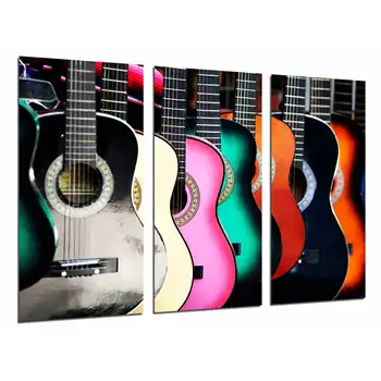 

Spanish guitars of colors, Flemish, photo print on wood, modern picture decorative 26744