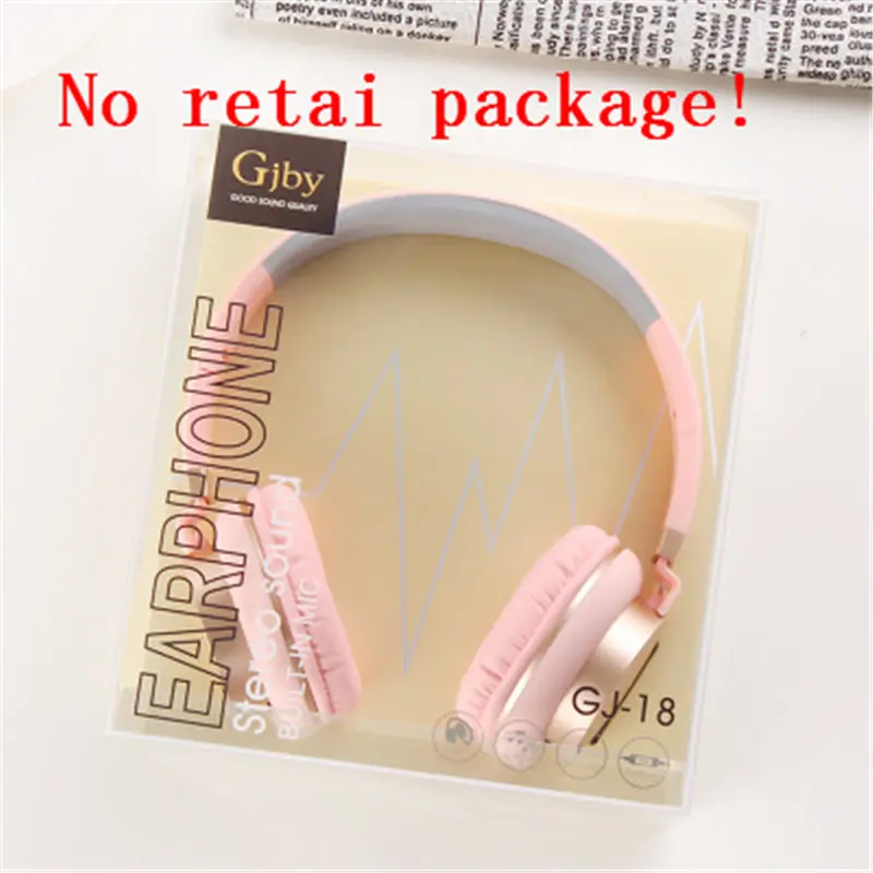pink no package Роскошная повязка на голову проводные наушники с микрофоном Портативная Складная на ухо гарнитура с микрофоном для телефонов xiaomi PC MP3 девушек - Цвет: pink no package