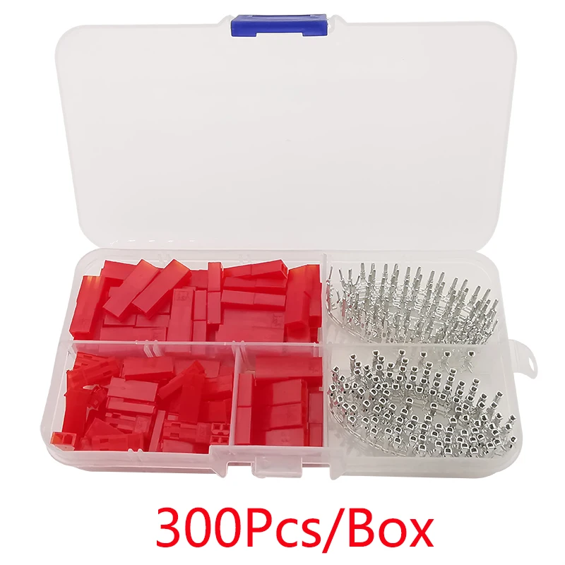 300Pcs 2.54mm Red JST SYP 2 Pin Male Female Housing Plug Jumper Crimp Terminal Wire Connector Kit JST-SYP-2A for RC Lipo Battery |