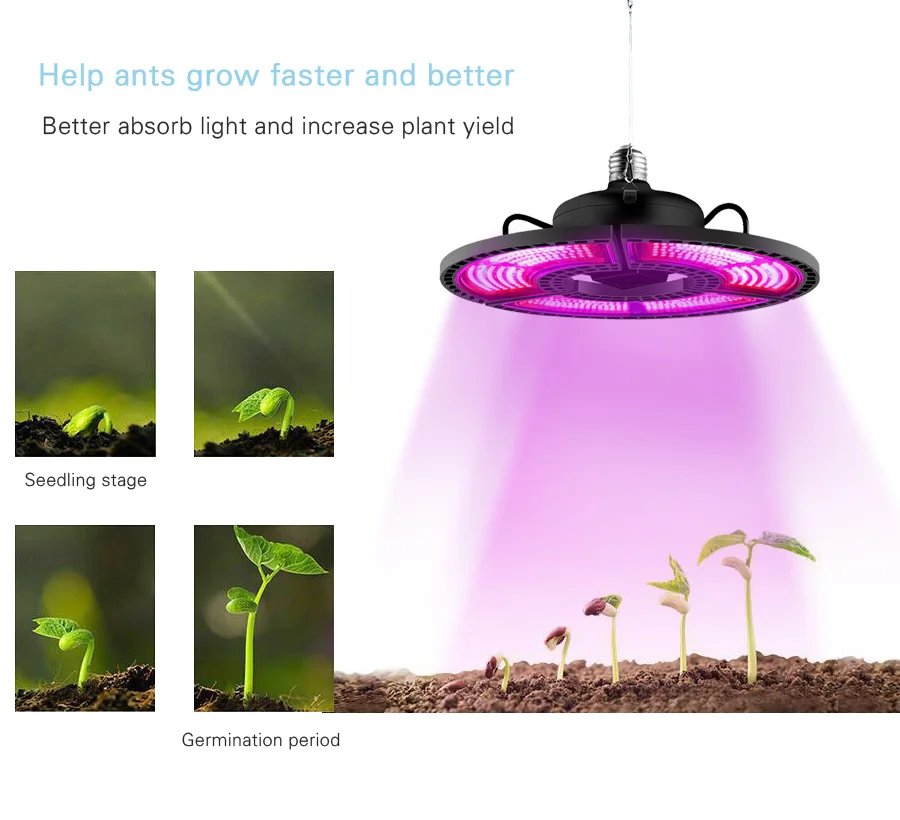 LED Phyto Lamp Plant Growth Light E27 100W 200W 300W Full Spectrum AC100-277V IP65 Indoor Seedlings Flower Grow Tent Box