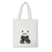 Cute Panda Print Korean Simple Women Package Canvas Bag Handbags Japanese Shoulder Bags Casual Shopping Tote Girls Handbag