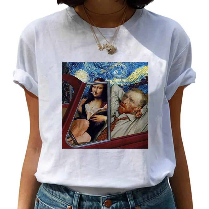 Гранж Ван Гог Michelangelo Футболка женская футболка забавная Ulzzang Винтажная футболка Женская Топ Футболка Повседневная графическая футболка одежда