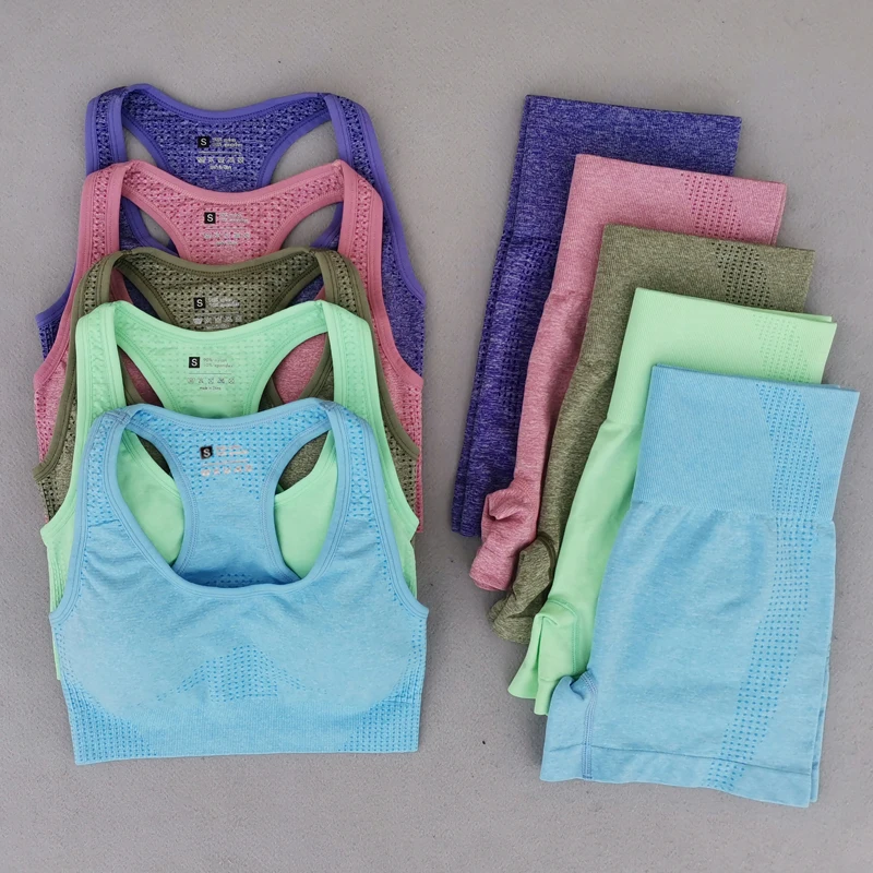 Yoga set,sports set,gym workout set,sportswear set,fitness set,sports bra set,yoga pants set Summer Seamless Yoga Sets Women Gym Clothes Sport Suits High Waist Running Leggings Padded Sports Bra Set Fitness Workout Outfit