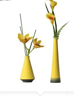 

YELLOW GRADIENT CERAMICS VASES MATTE VASE SIMPLE FLOWER ARRANGEMENT DESK DECORATION ORNAMENTS PORCELAIN CRAFTS MODERN HOME DECOR