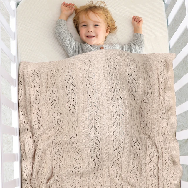 couette bebe tricotées pour nouveau-né garçon fille, couverture d'emmaillotage en mousseline – Image 6