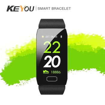 

KEYOU-Q1 Smart Bracelet IP67 Waterproof Heart Rate Fitness Wristband Clock Display Can Connect Phone Alert Phone SMS APP Message