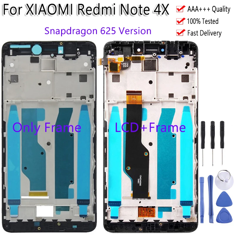 5.5" Middle Frame For Redmi Note 4X LCD Display Touch Screen Snapdragon 625 Version New Digitizer For Redmi Note 4 Global LCD