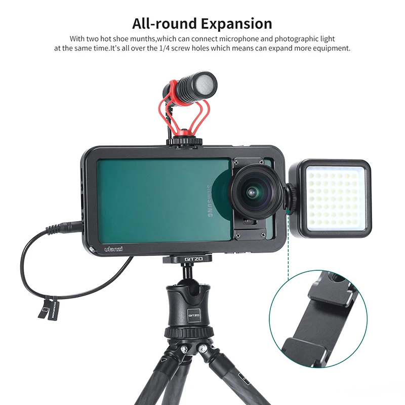  Photography Vlog Case Magnetic Metal Cage for Samsung S10 Plus Smartphone LED Light Microphone Trip - 4000230369082