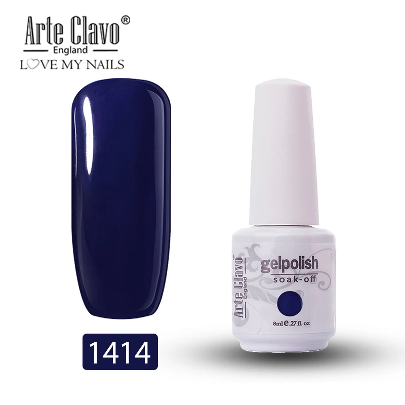 Arte Clavo 8 мл УФ-гель Varnis цветной лак для ногтей DIY лак для ногтей светодиодный гель Esmalte блеск замачиваемый Полупостоянный гель - Цвет: 1414