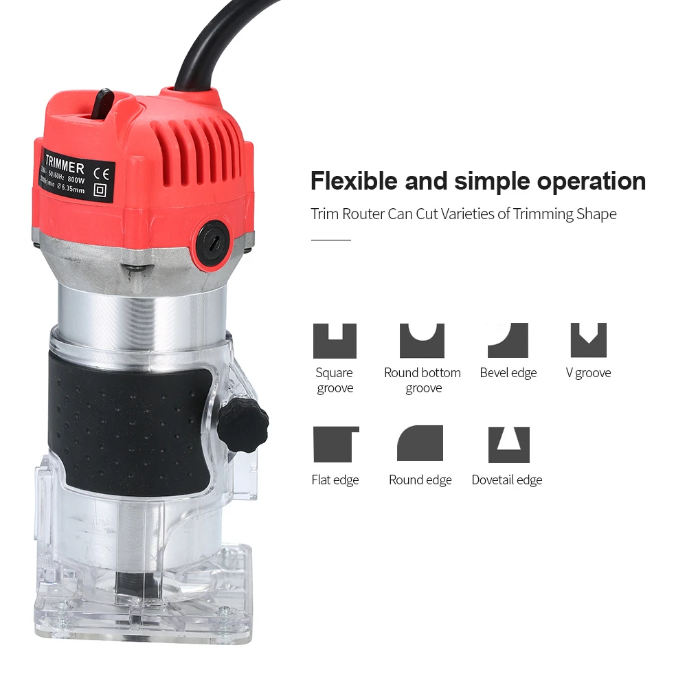 Realmote 220V 680W Electric Trimmer Handheld Laminate Edge Collet Wood Router Woodworking Milling Engraving Slotting Machine