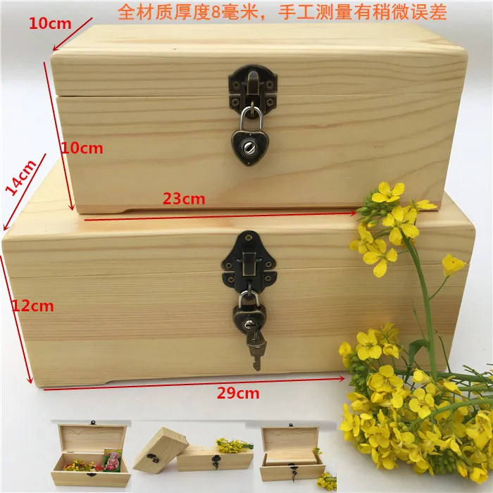 

Large pine wood box customized rectangular locking storage box box gift box post Christmas trees