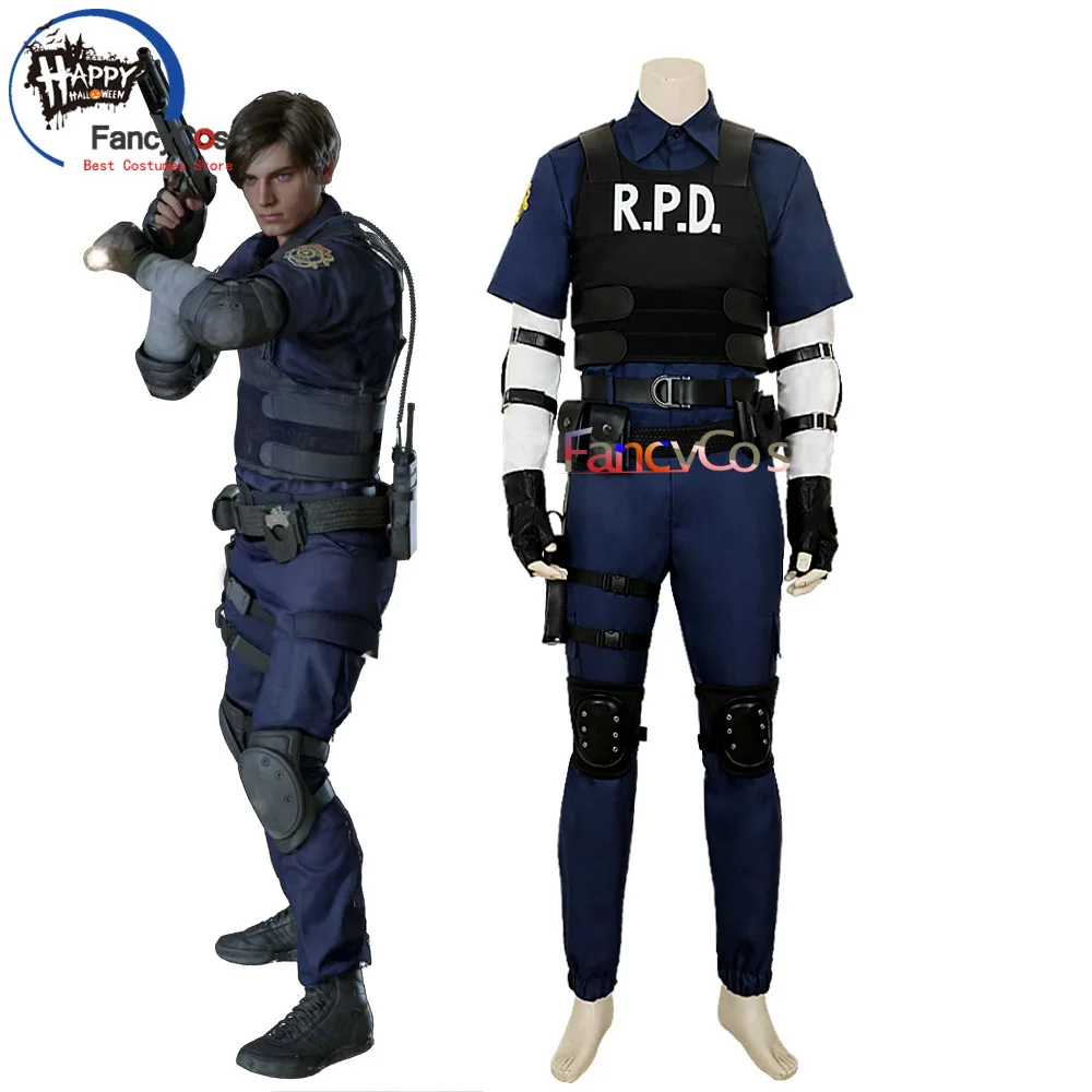 Игра RE2 Леон Скотт Кеннеди косплей костюм, полный набор Леон полицейская униформа наряд взрослые мужчины женщины Хэллоуин Карнавальный Костюм