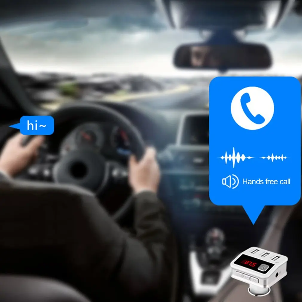 3 порта USB зарядное устройство беспроводной передачи V3.0 Hands-Free MP3 плеер fm-передатчик автомобильный комплект для мобильного телефона
