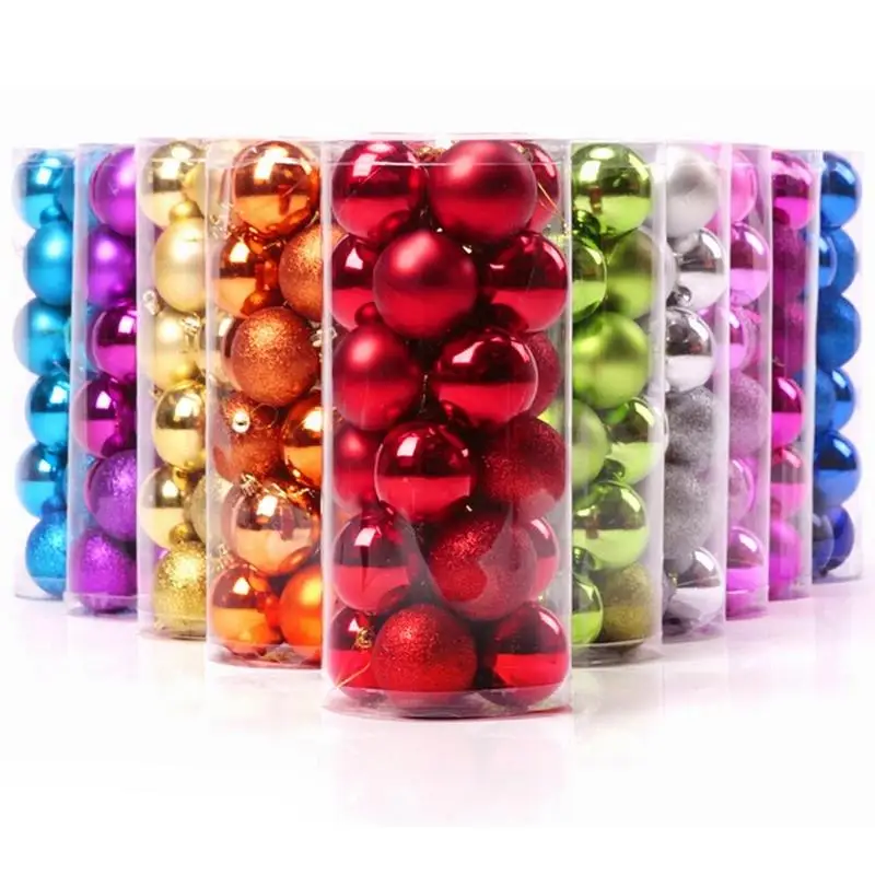24Pcs Glitter Christmas Balls Party Xmas Tree Hanging Ornament Decoration