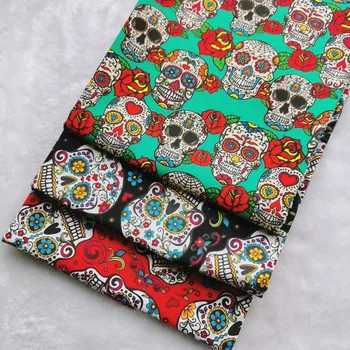 

colorful skull printed cartoon fabrics cotton cloth for dress DIY sewing clothes tissus by the meter handmade textile patchwork
