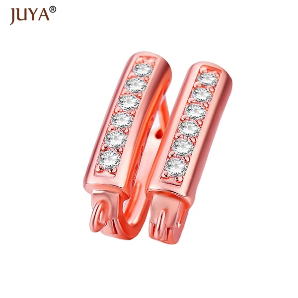 rose gold Креативное Золотое серебряное ушное кольцо с австрийскими кристаллами, серьги для рукоделия, женские серьги для изготовления ювелирных изделий, застежки-крючки - Цвет: rose gold
