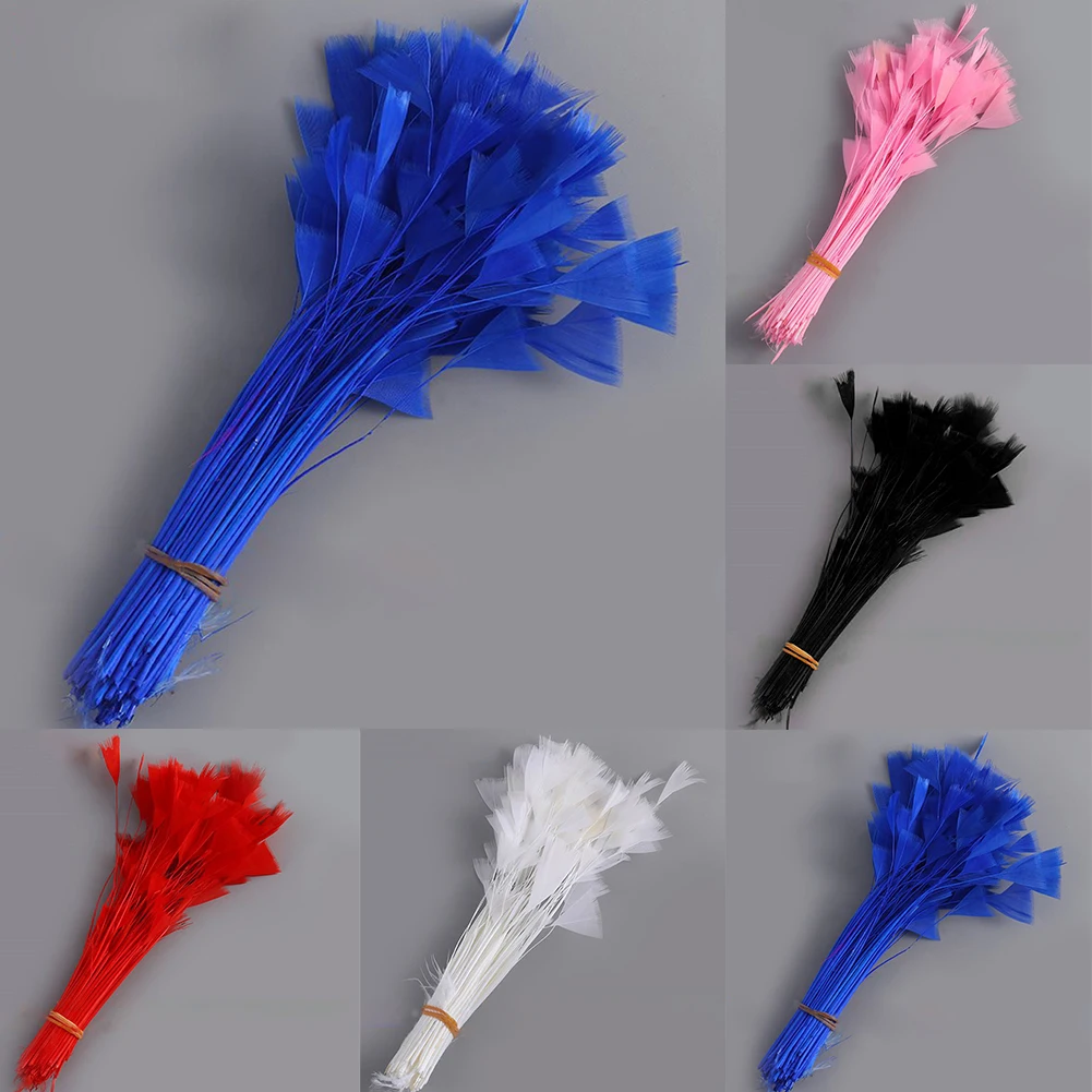 100 шт шляпы отделка Coque вечерние DIY ремесло изготовление одежды Millinery ленты в полоску ручной работы курица с перьями из хвоста петуха