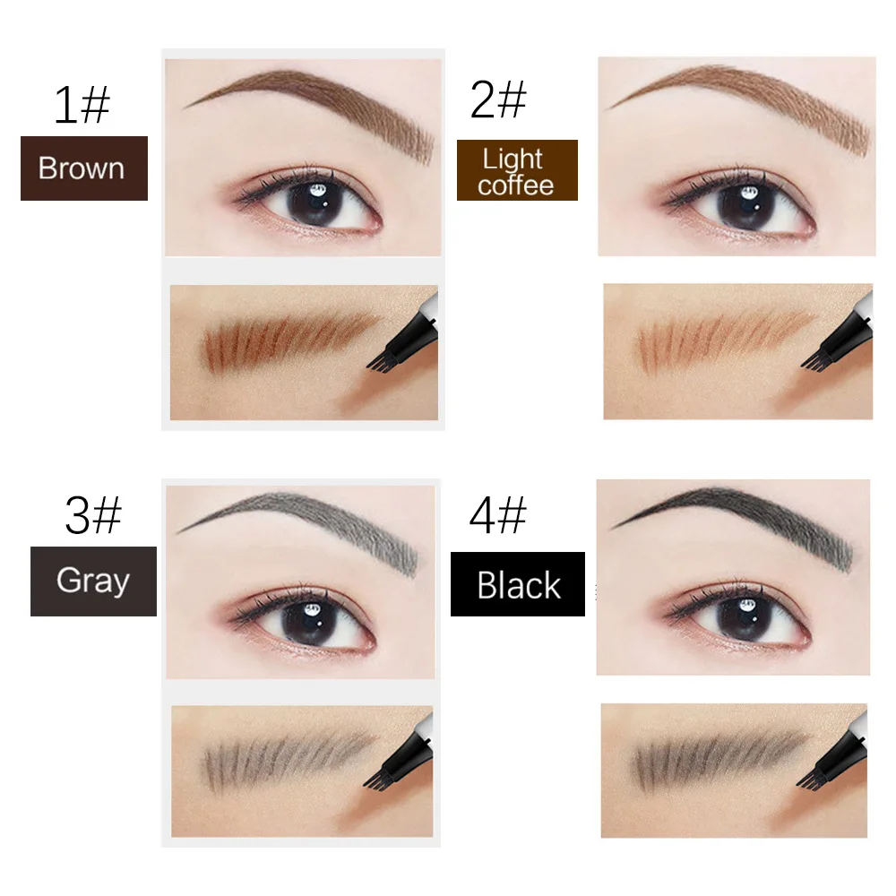 custom professional four-headed eyebrow pencil private label thin waterproof matte eyebrow pencils customize logo low moq