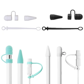 

Soft Silicone Protective Cover Anti-Lost Connector Strap Pencil Cap Holder Nib Sleeve Case For Apple Pencil