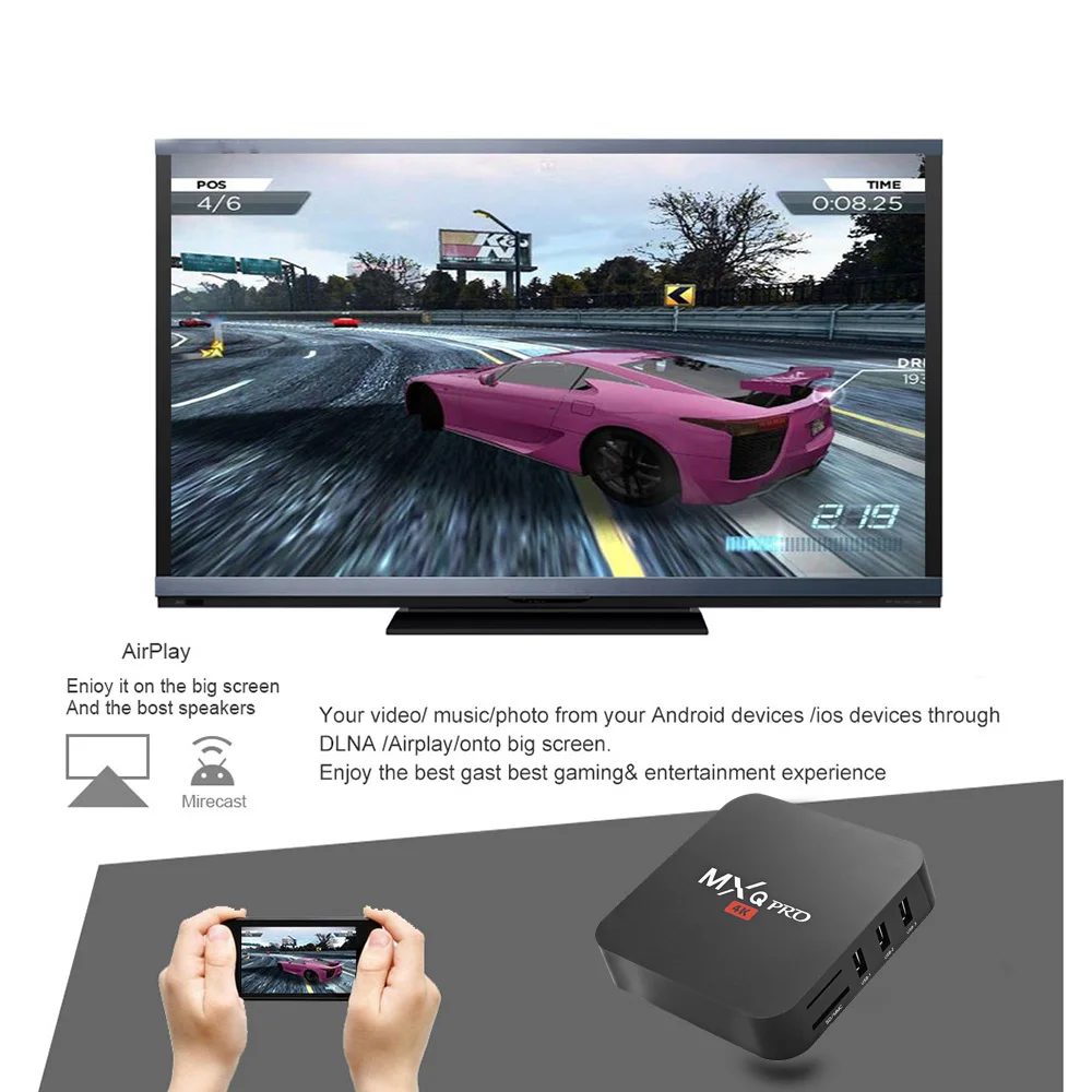 MXQ PRO 4K Android tv box Android 7,1 Smart tv Google голосовой помощник Netflix Youtube медиаплеер 2,4 gWiFi 2 Гб 16 Гб телеприставка