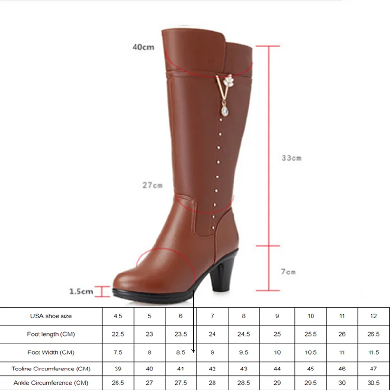 Cheap Women s winter boots 2019 new genuine leather female boots size 43 warm high heeled wool boots women trend Martin boots women
