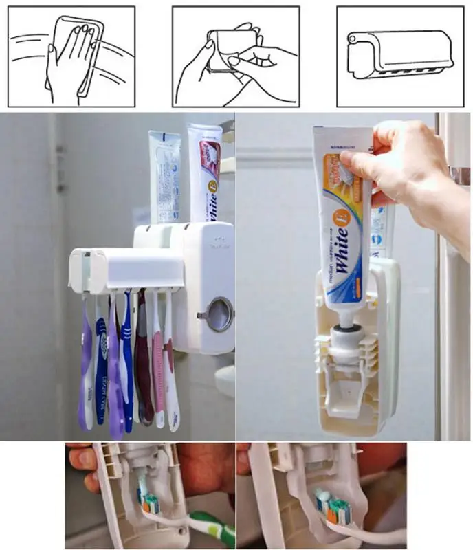 Набор аксессуаров для ванной комнаты автоматический держатель для зубной щетки автоматический диспенсер для зубной пасты держатель для зубной щетки настенный держатель для ванной комнаты