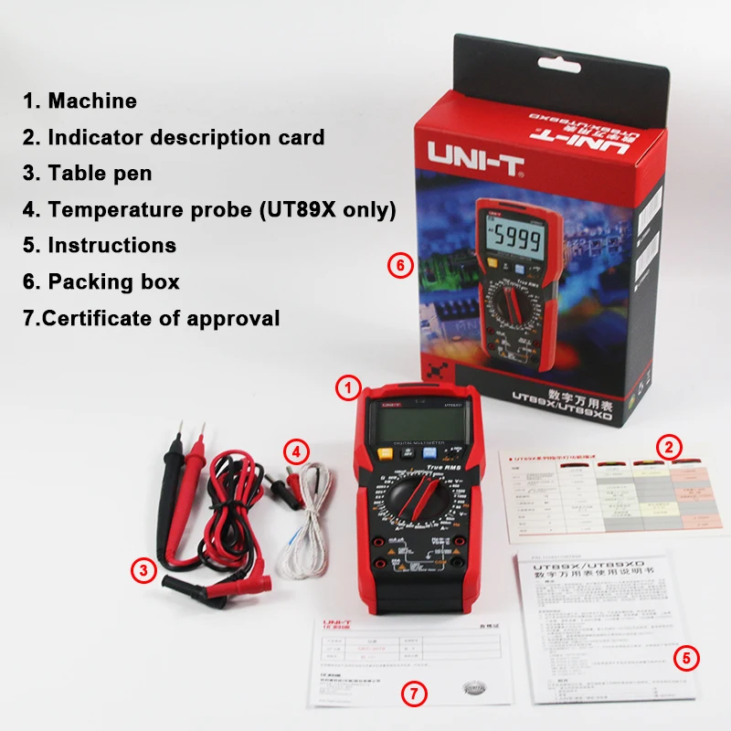 UNI-T UT89X UT89XD True RMS Professional Digital Multimeter Tester NCV 20A Current AC DC Voltmeter Capacitance Resistance Tester