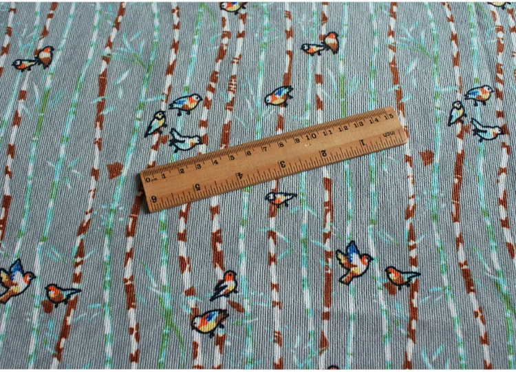 Пол метра бамбуковая маленькая птичка принт хлопок вельвет ткань для платья рубашка cheongsam Одежда для девочек материал T863