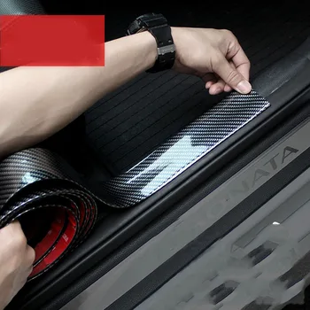 

Car Threshold Strip Anti-stepping Stickers Modified Pedal Trim Strips Carbon Fiber Pattern Bumper Door Side Anti-collision