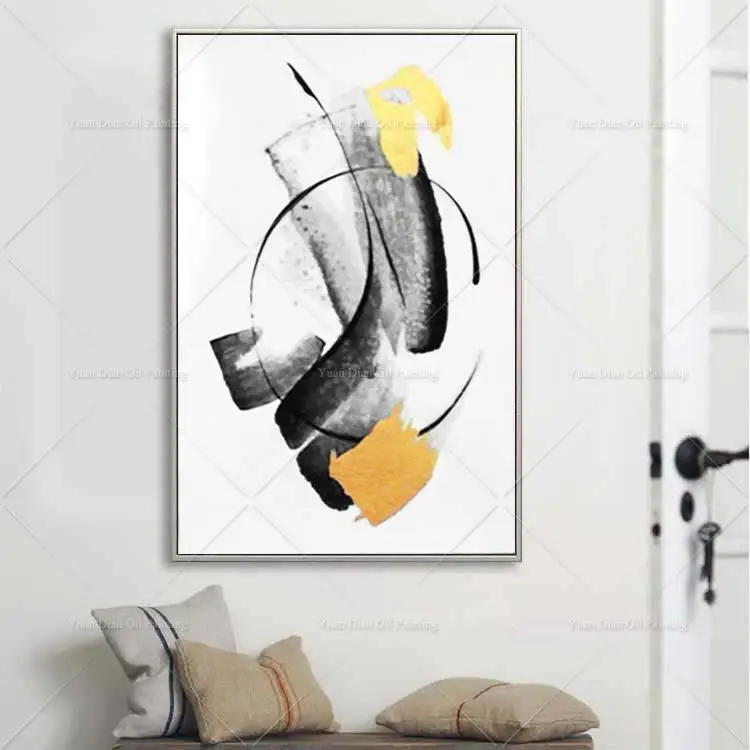 Hot Sell Chinese Black Ink Handpainted Handmade Oil Painting On Canvas Home Decoration