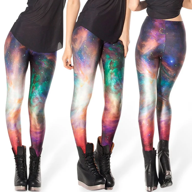 

Star Rainbow Color Galaxy Digital Printing Ankle-length Leggings Women's Europe And America Leggings Plus-sized
