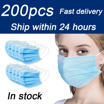 

200PCS Disposable Face Mouth Masks Safety Protective Face Mouth Mask Disposable Safe Protection Hygiene Home Anti Dust PM2.5