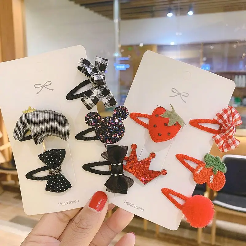 Girls Hair Accessories 5/6pcs/Set Hair Clips for Girls Baby Cute Cartoon Animal Kids Hairpins Flower Barrettes Headdress