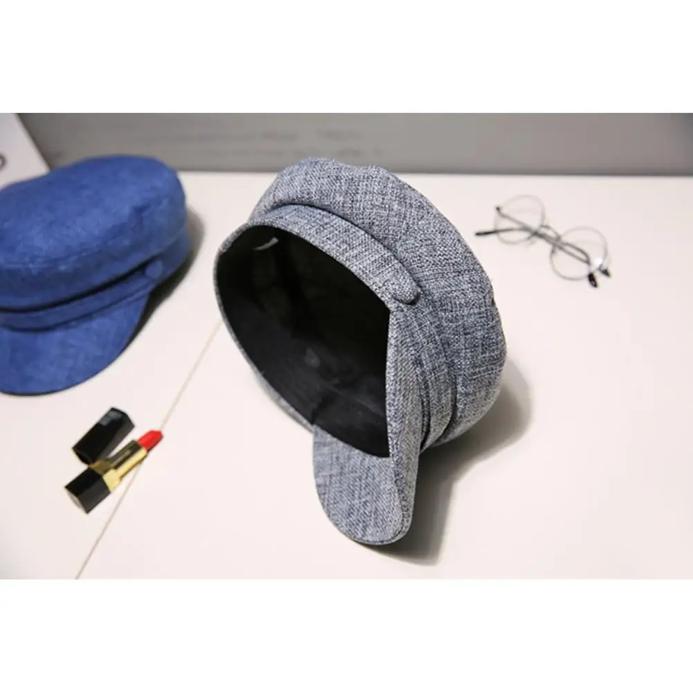 Studyset для женщин и мужчин милые повседневные уличные короткие поля купол хлопок-лен Кнопка берет шапка-Кепка унисекс высокое качество кепки