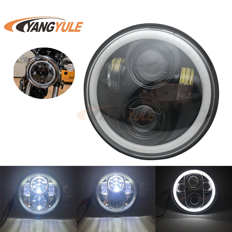 

5.75" Round Headlamp For Harley Dyna Rider Sportster Softail Breakout Sportster SuperLow 5-3/4 Inch Angel Eye DRL LED Headlight
