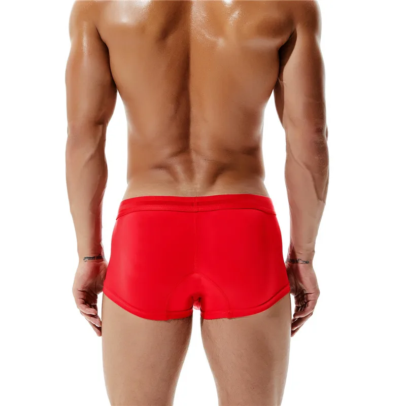 SEOBEAN New Men's Solid Color Underwear Low-Waist Sexy Boxer Nylon Comfortable Breathable Boxers sports boxers