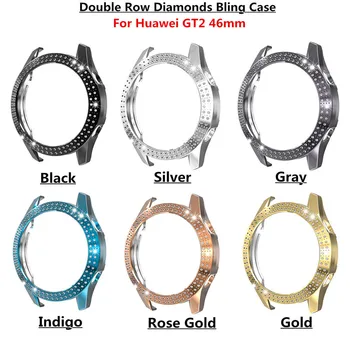 

Double Row Diamonds Bling Case for Huawei watch GT 2 46mm strap band Watch GT / GT2 46 mm cover bumper Cases